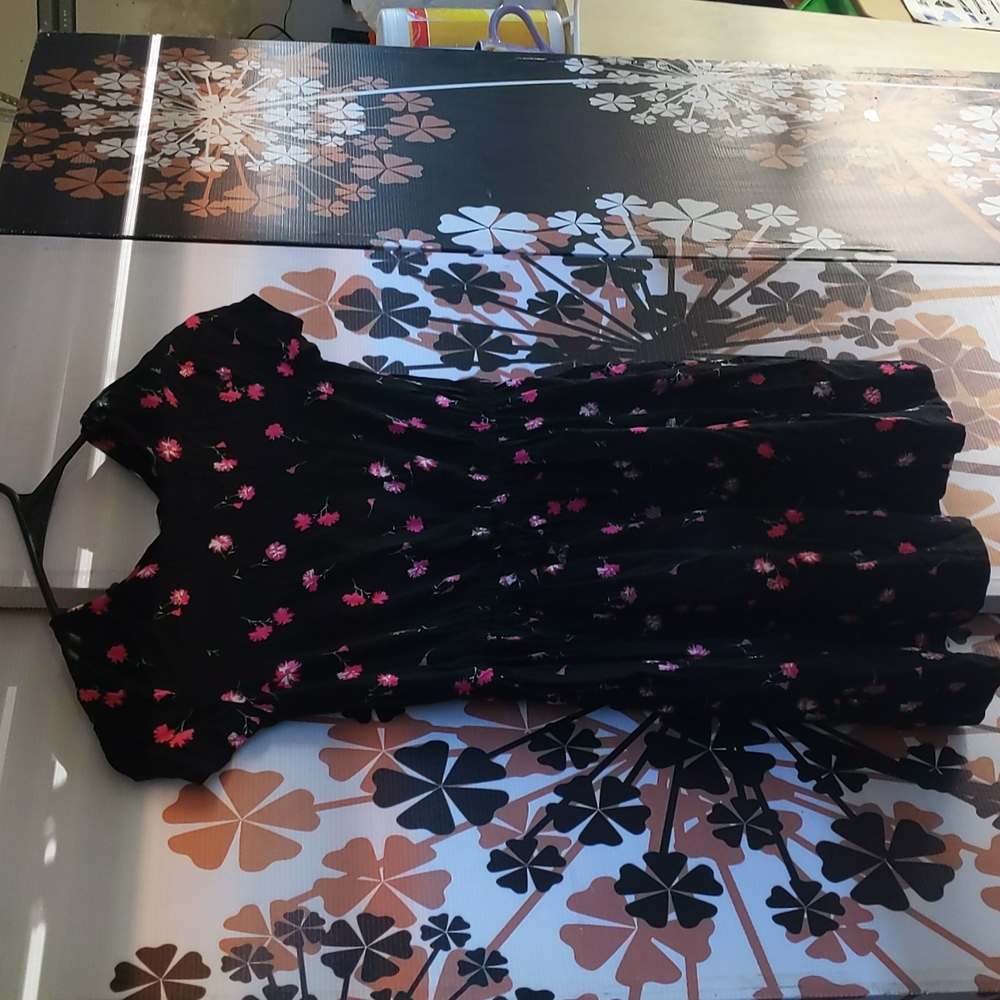 Girls dress flowers M black/pink